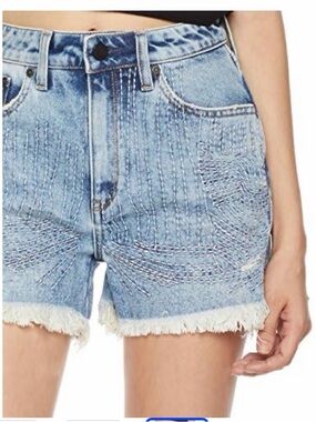 Hale reformation Bella embroidered Blue Denim Jean Shorts - Women's High-Rise 29